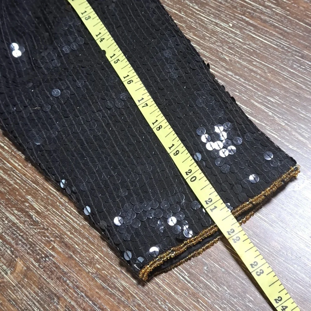 Ivana Trump Vintage Black Sequin Jacket Blazer Size XL Gold Trim Evening Bling - Picture 13 of 14